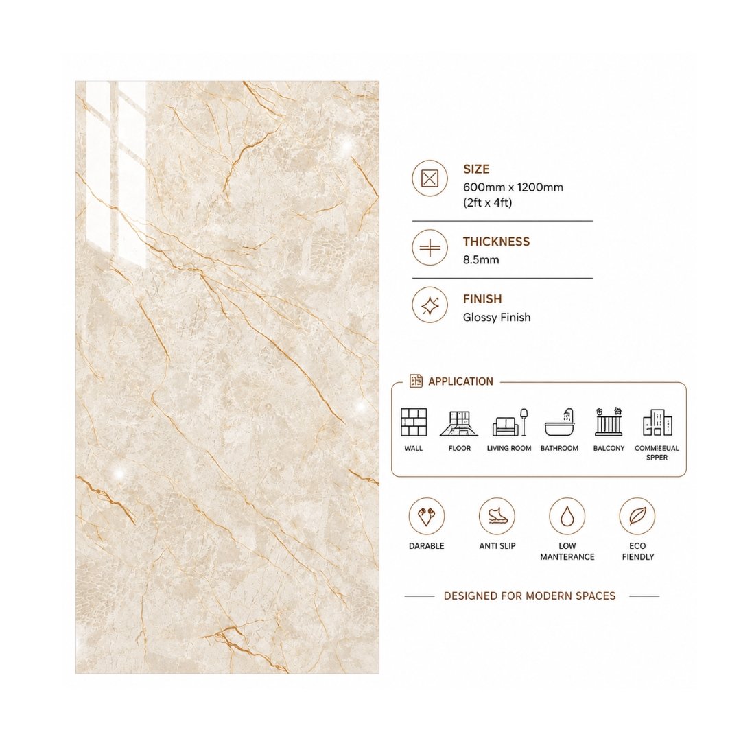 CA Eternity Beige Marble Bathroom Tiles - My Home Studio